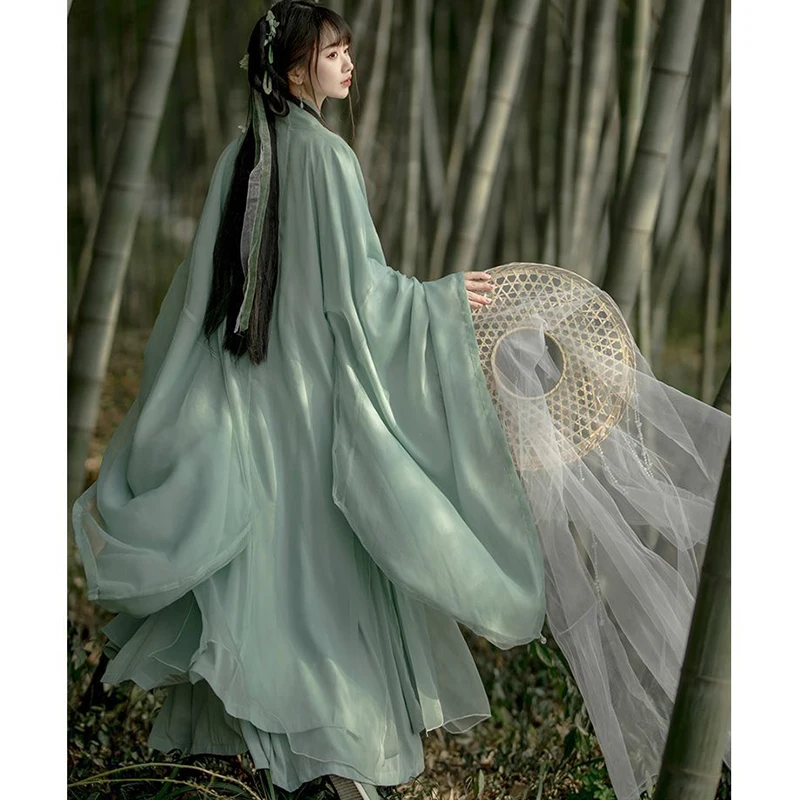 China Traditional Hanfu Women Evening Dresses Elegant Fairy Skirt Loose Big Sleeves Elegant Dress Banquet Dance Clothes Spring