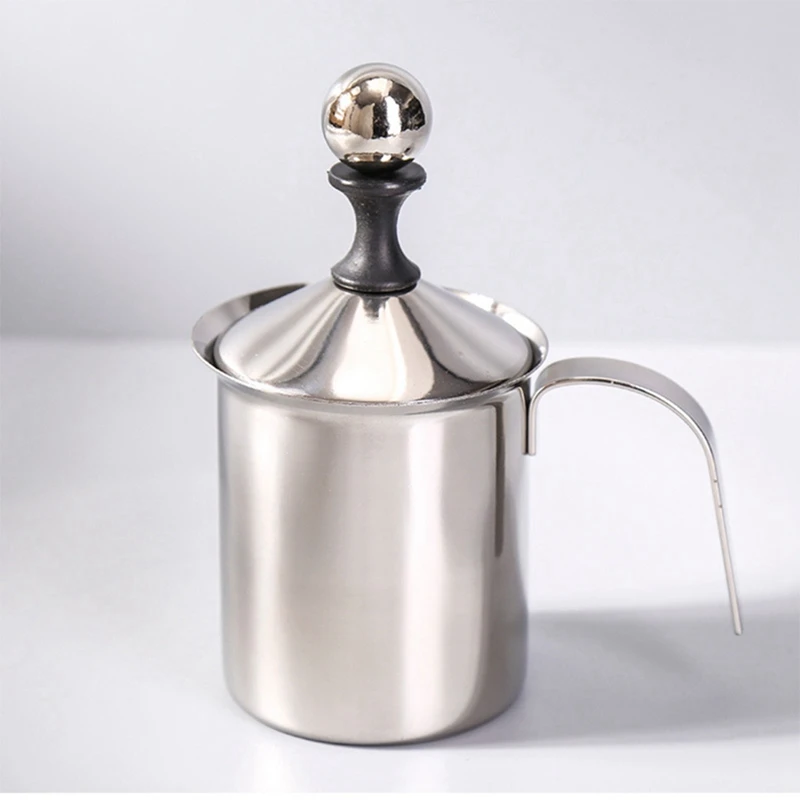 Milk Frother Milk Jug 400Ml Stainless Steel Milk Froth Pot Suitable For Automatic Coffee Machine Or Stove To Boil Milk