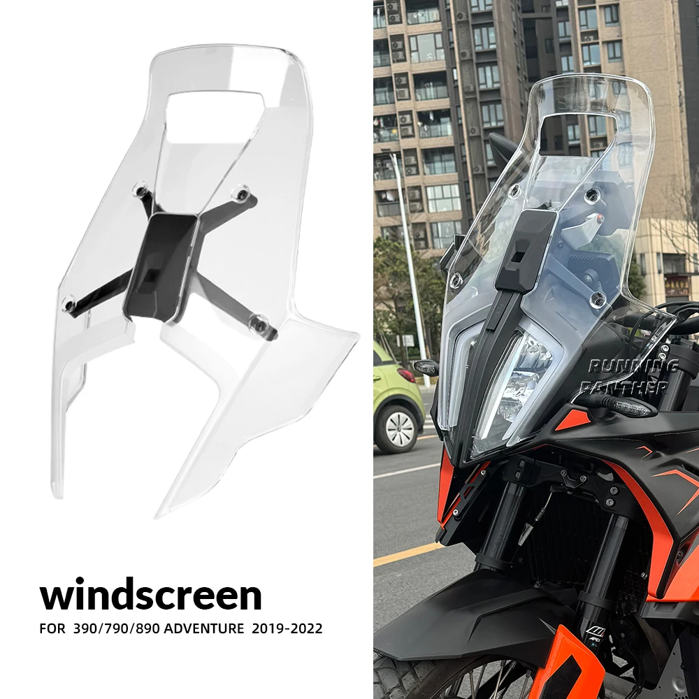 

For 390 790 890 ADV Adventure 2019 2020 2021 2022 Motorcycle Acrylic Rally Windshield Wind Deflector Screen Shield Visor