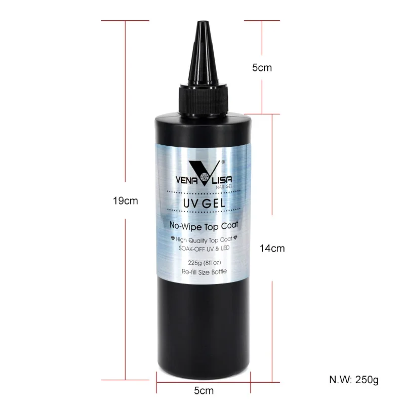 Venalisa marca 225g super qualidade recarga gel arte do prego embeber fora uv/led sem limpar casaco base sem camada pegajosa casaco superior