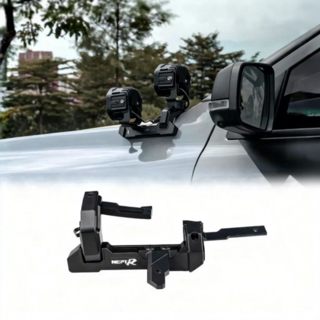 

Go Further See Further Tough A-Pillar Brackets for Mounting Dual Auxiliary Lights on for T9 Ford Ranger