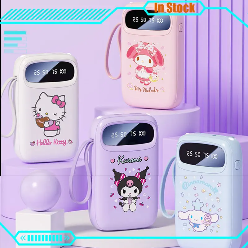 10000ma Sanrio Power Bank Fast Charging Hellokitty Portable Source Melody Power Bank Adapt Usb/Type-C/Lightning/Micro Interface