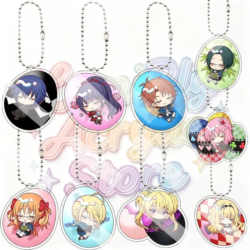 Shugo Chara Q Version Cartoon Anime Acrylic Keyring Egg Shaped Kawaii Sleep Character Backpack Charm Keychain Pendant Holder Toy