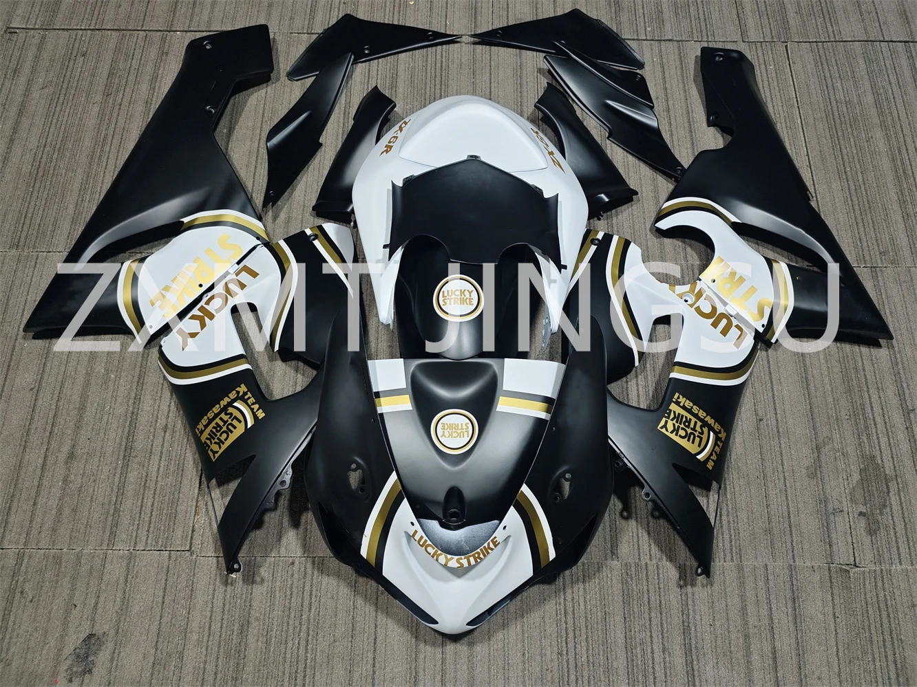 Dor-LUCKY STRIKE fairing kit FOR KAWASAKI NINJA ZX 6R 636 05 06 ZX-6R 05-06 ZX6R 2005 2006 ZX 6R 05 06 fairings white black D