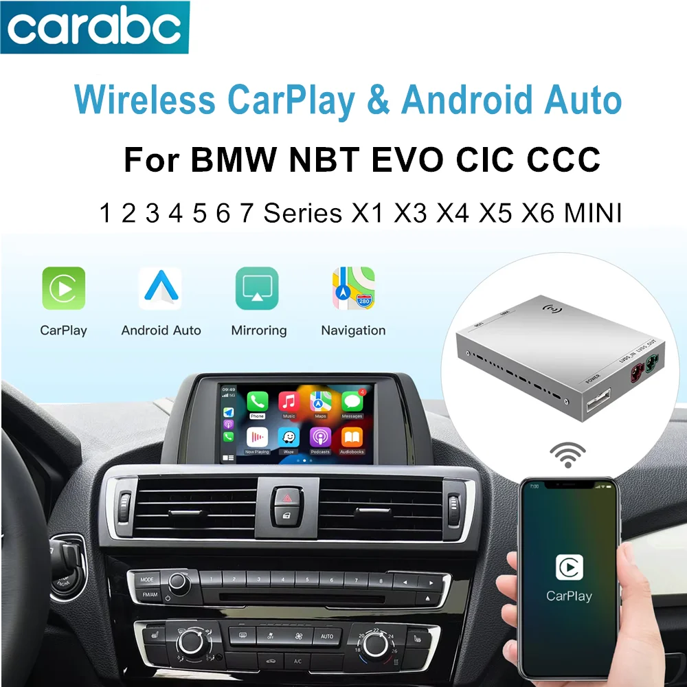 

Wireless CarPlay For BMW NBT/CIC/EVO/CCC 1 2 3 4 5 7 Series E70 F10 X1 X3 F25 F26 F48 MINI X4 X5 X6 F56 F15 Android Auto Decoder