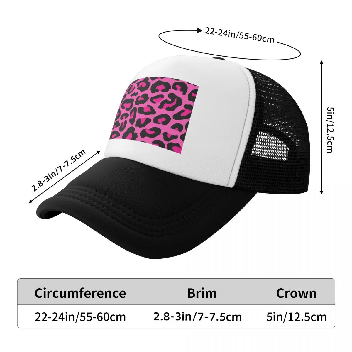 Leopard Cheetah Seamless Pattern Animal Skin Print Spots Cap Fashion Mesh Baseball Caps Adjustable Hat Hip Hop Summer