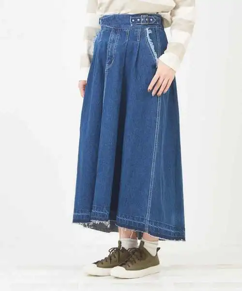 

Fall 2025 High Waist Cotton Washed Frayed Vintage Style Skirt Women's Casual High Waist Denim Skirt Cotton Material