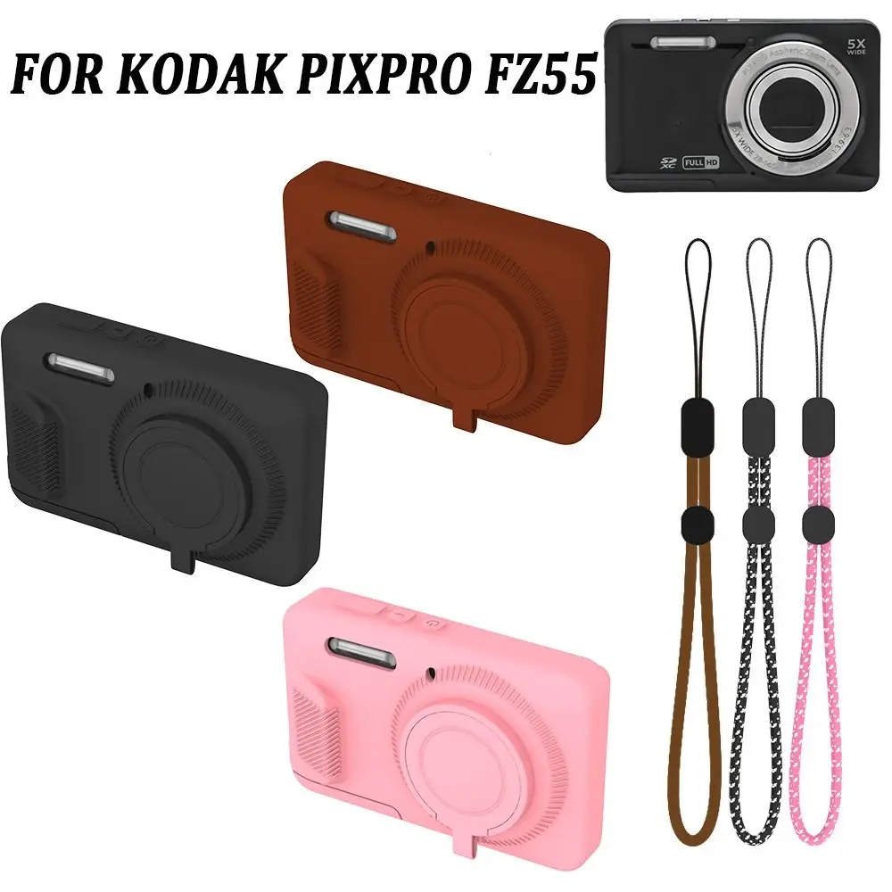 Silicone Camera Protective Case Anti-Scratch Shockproof Body Cover with Lanyard Skin Shell for KODAK PIXPRO FZ55
