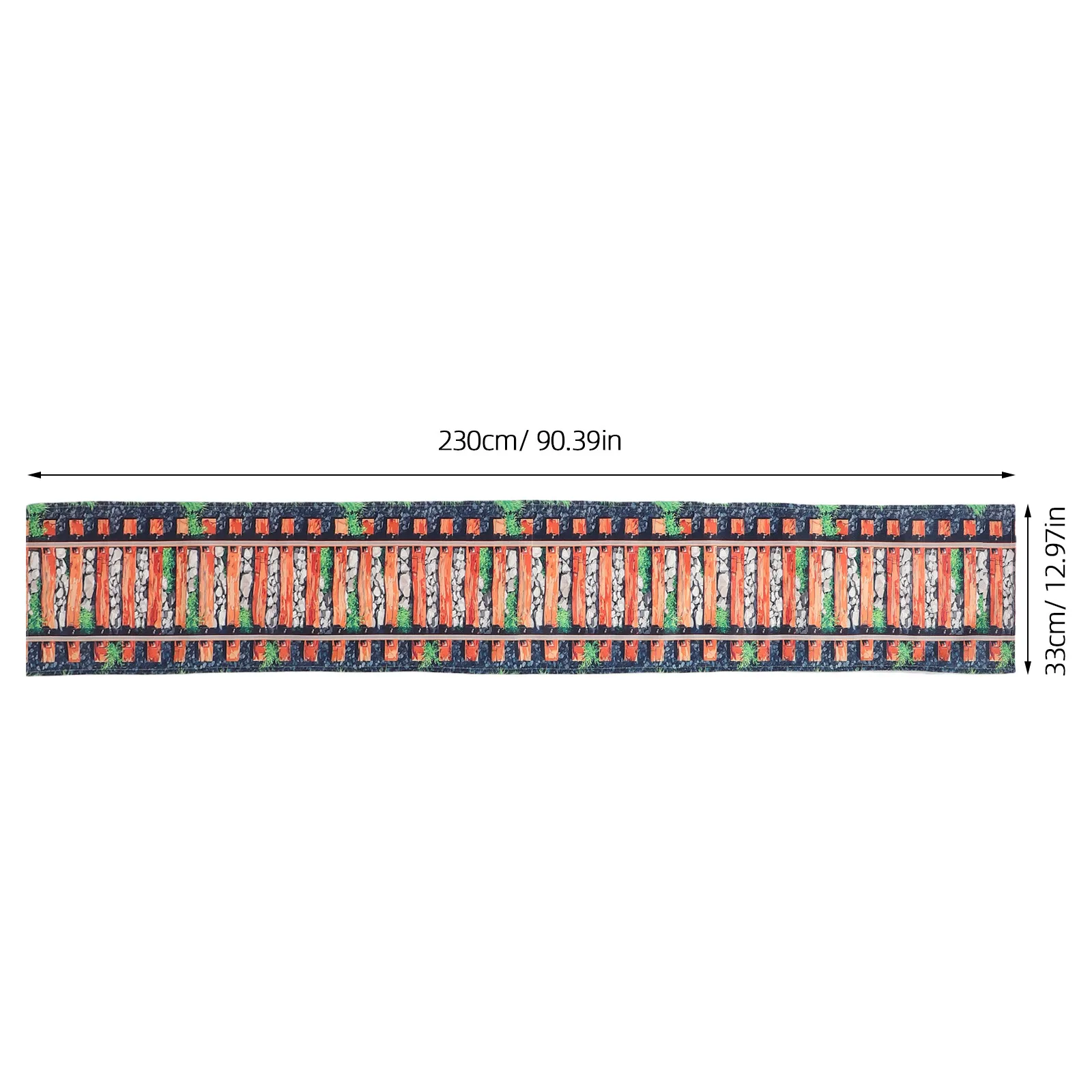 Wild West Railroad Track Table Runner Party Theme Kitchen Dining Tablecloth Indoor Outdoor Home Holiday Decor 13x90.5 Inch