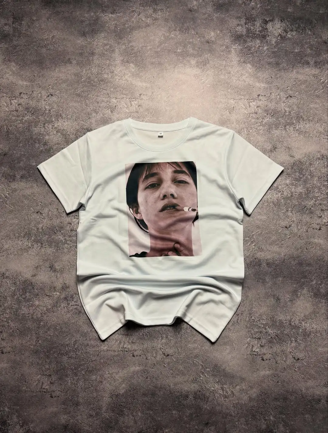 

Y2K portrait pattern cross print T-shirt oversized retro street short sleeved Harajuku Gothic round neck cotton top