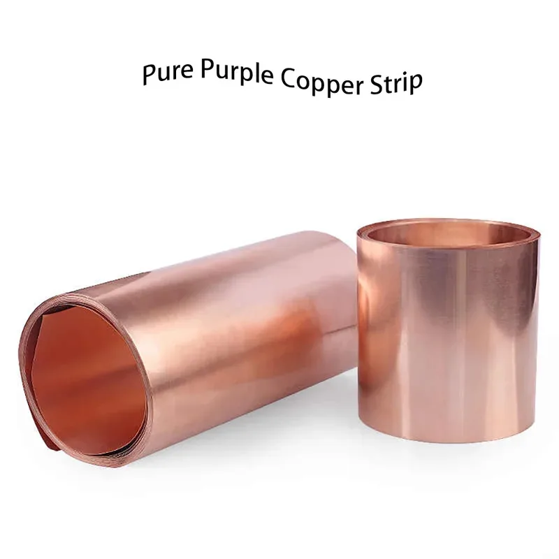T2 Pure Copper Sheet Strip 1M Length 0.01-1mm Ultra-thin Foil to Plate Width 100-400mm Grounding Conductive Heat Sink
