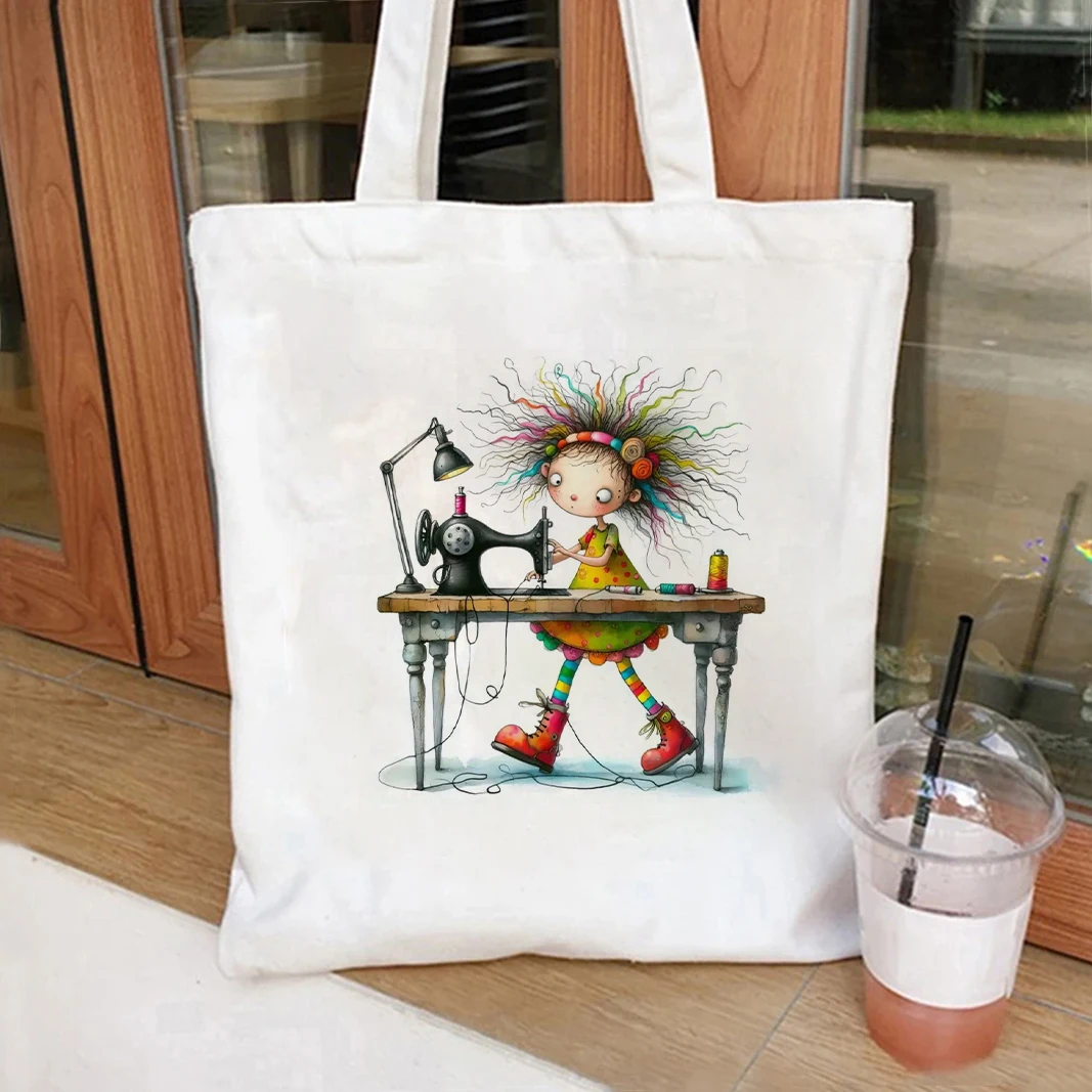 

Причудливая необычная холщовая большая сумка с графическим рисунком для девочек, милая необычная сумка для девочек, мусорный журнал, большая вместительная прочная дорожная сумка для покупок, эко