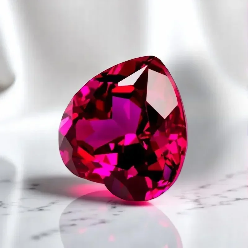 Rubellite Color Lab Grown Ruby Heart Cut Extremely Shiny Quality DIY Charms Ring Necklace Earrings Materials Certificate