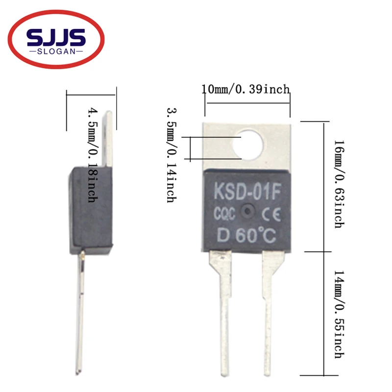 【5-1PCS】KSD01F Temperature Sensor Thermostat Switch 40℃45℃50℃55℃60℃70℃80℃90℃95℃100℃105℃110℃ - 135℃ JUC31F Thermal Switch