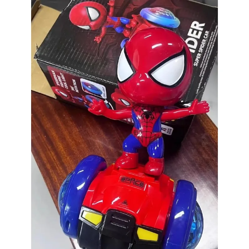 

Marvel Movie Peripherals Toy Electric Universal Balance Car Spider Man Toy 360° Rotating Music Light Children's Brithday Gift