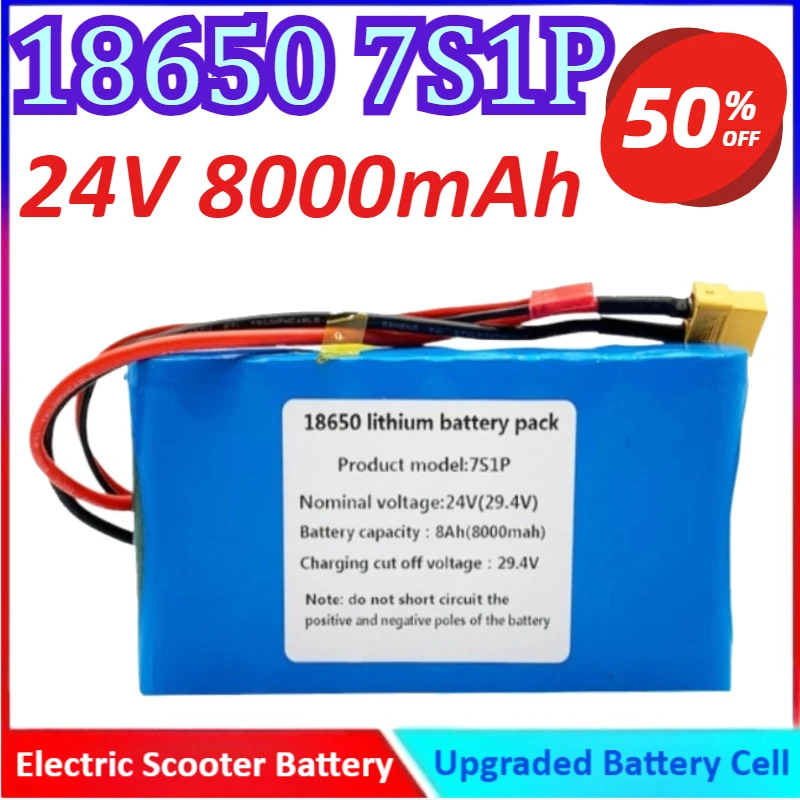 

New 18650 7S1P 24V 8000mAh Electric Scooter Battery with XT60+JST Plug High Quality Rechargeable Battery