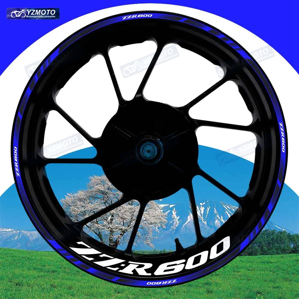 

Для мотоцикла ZZ-R600 ZZR600 17-дюймовое переднее и заднее колесо в полоску на колесо, наклейка, декоративные светоотражающие водонепроницаемые наклейки на обод