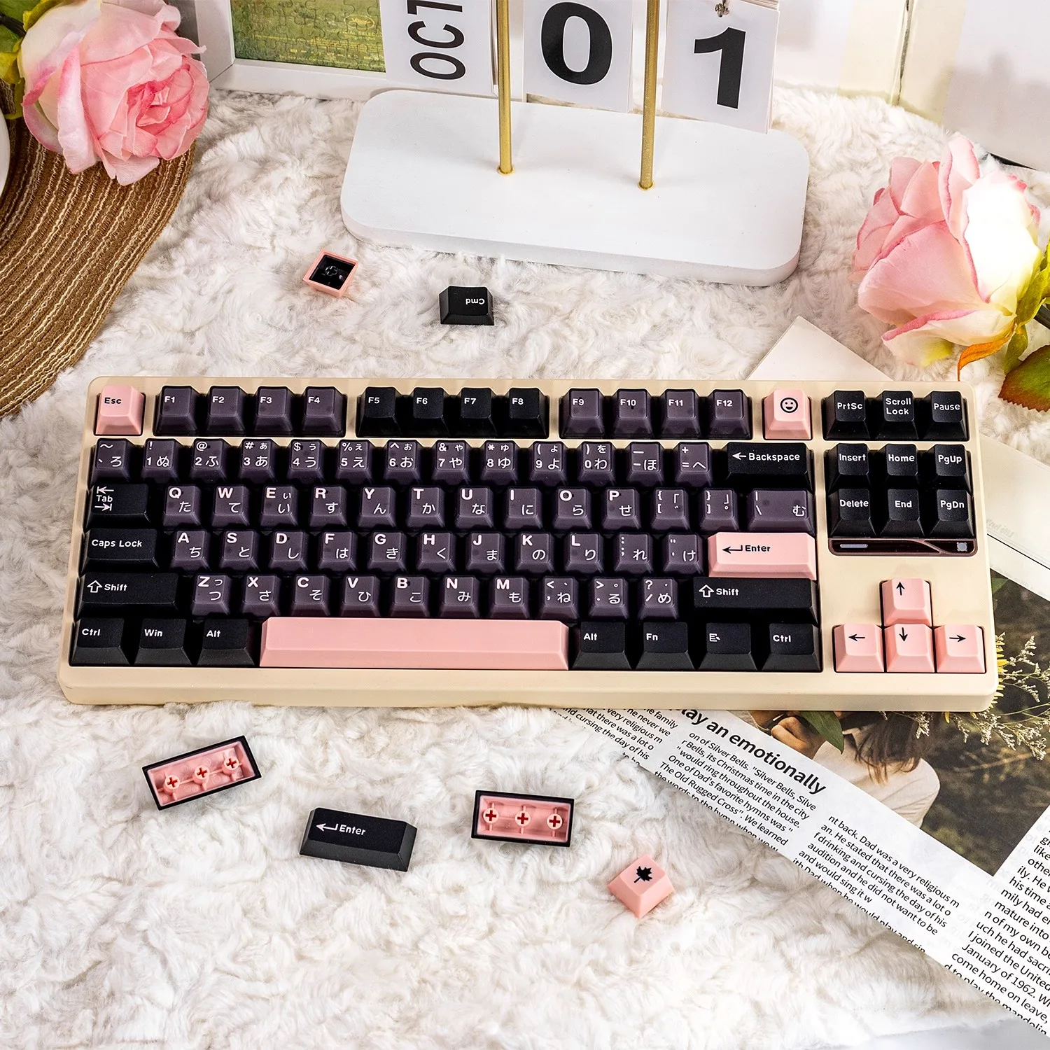 Mechanical Keyboard Key Cap Large Set of 164 Keys PBT +PC Thermal Sublimation Cherry Cherry Original Factory Height
