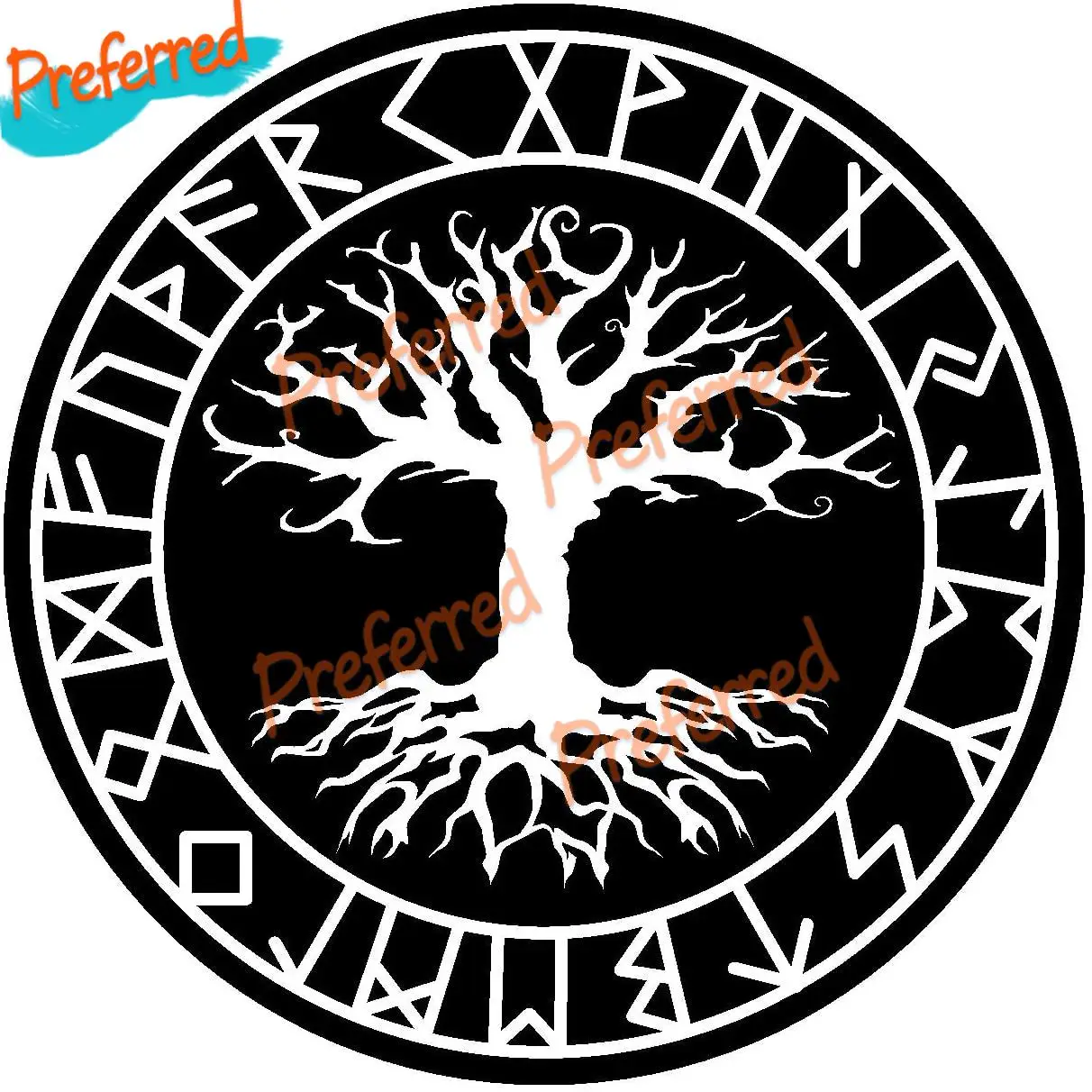 Sticker Yggdrasil with Runes D Vikings Viking for Car Motorcycle Racing Laptop Helmet Trunk Wall Die-Cut Waterproof PVC