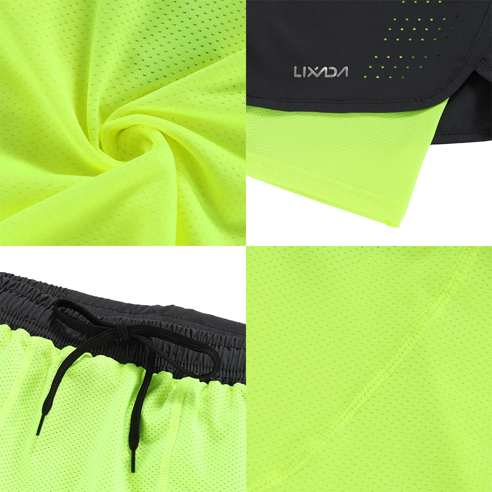 Lixada Men's 2-in-1 Running Shorts Quick Drying Breathable Active Training Exercise Jogging Cycling Shorts with Longer Liner image 4
