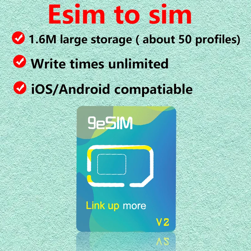 9esim V2 esim to sim card adapter for android 、iphone 15 16 pro max 14，removable euicc esim.me physical converter 5ber estk me