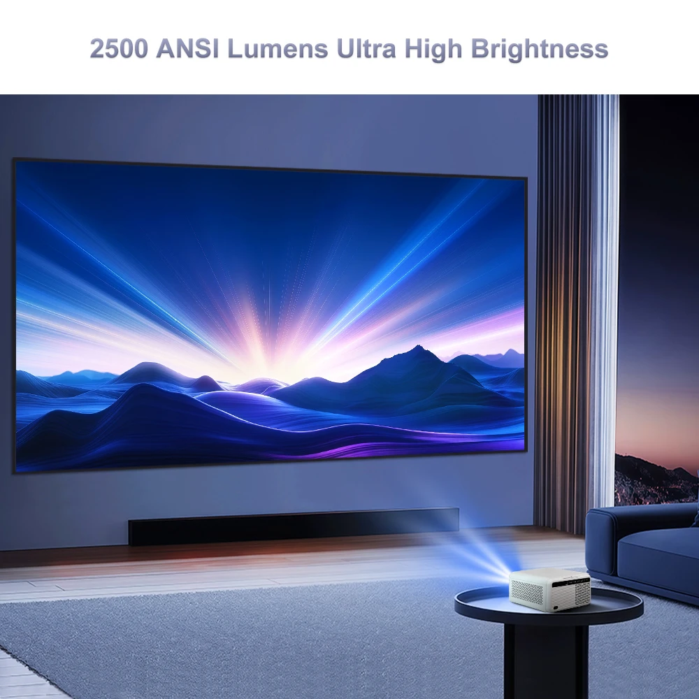 جهاز عرض صغير Flixtone D9W 2500 ANSI عالي الدقة 1080P 4k للأفلام شعاع أندرويد تلفزيون ذكي فيديو LED مسرح منزلي
