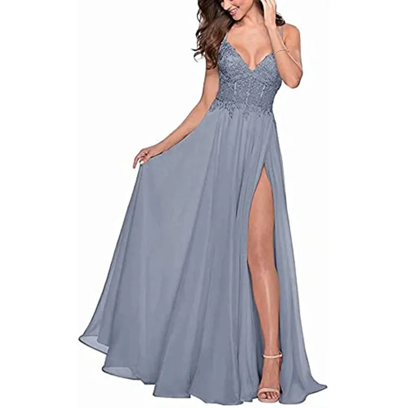 Customized Fashion Euramerican Popular Spaghetti Straps Cocktail Dresses Exquisite Flower Appliques Party Gown Sexy Deep V High