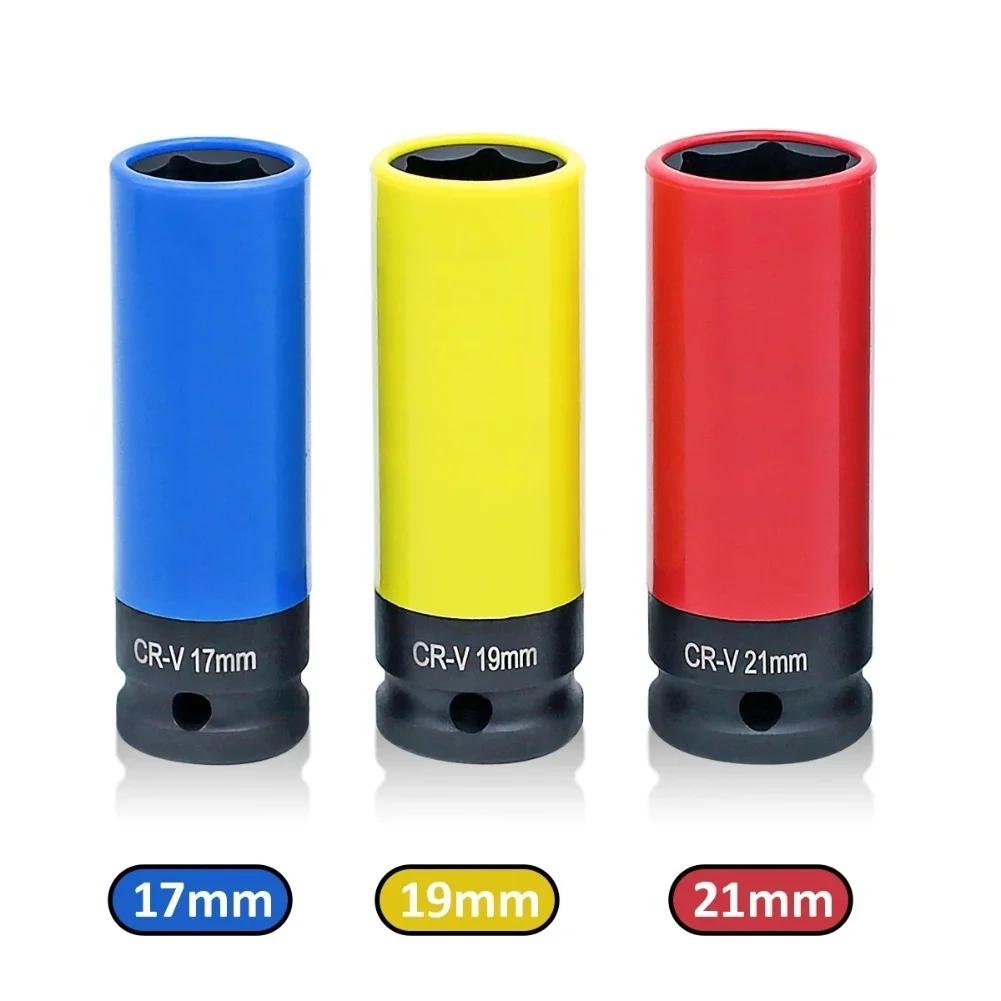 1pcs Protection Nut Socket Chromium-vanadium Steel 17/19/21mm Drive Wheel Protector Socket 1/2 Inch Sleeve Nut Socket Tool
