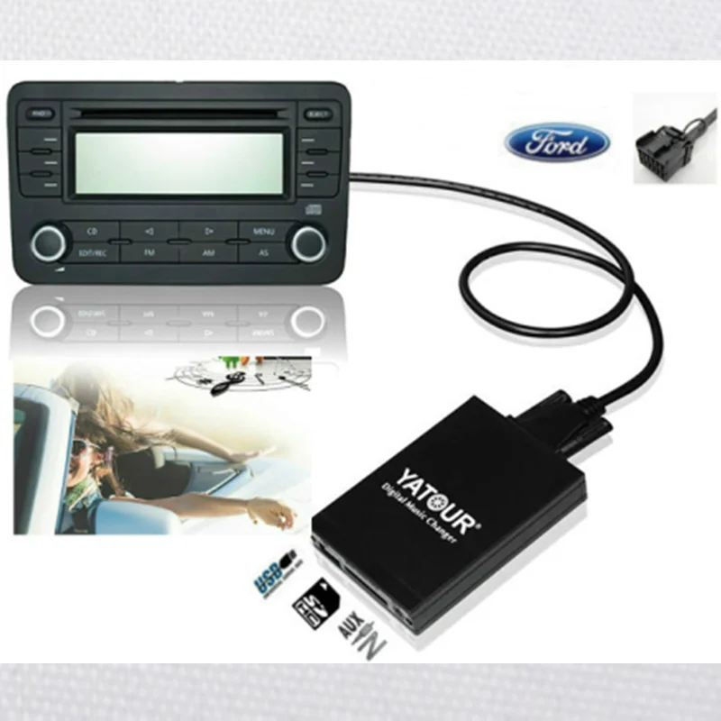 

Yatour Audio USB Car Mp3 Player for Ford Explorer Focus MK1 Fiesta MK4 Europe 5000RDS 6000CD RDS 12pin AUX SD Adapter