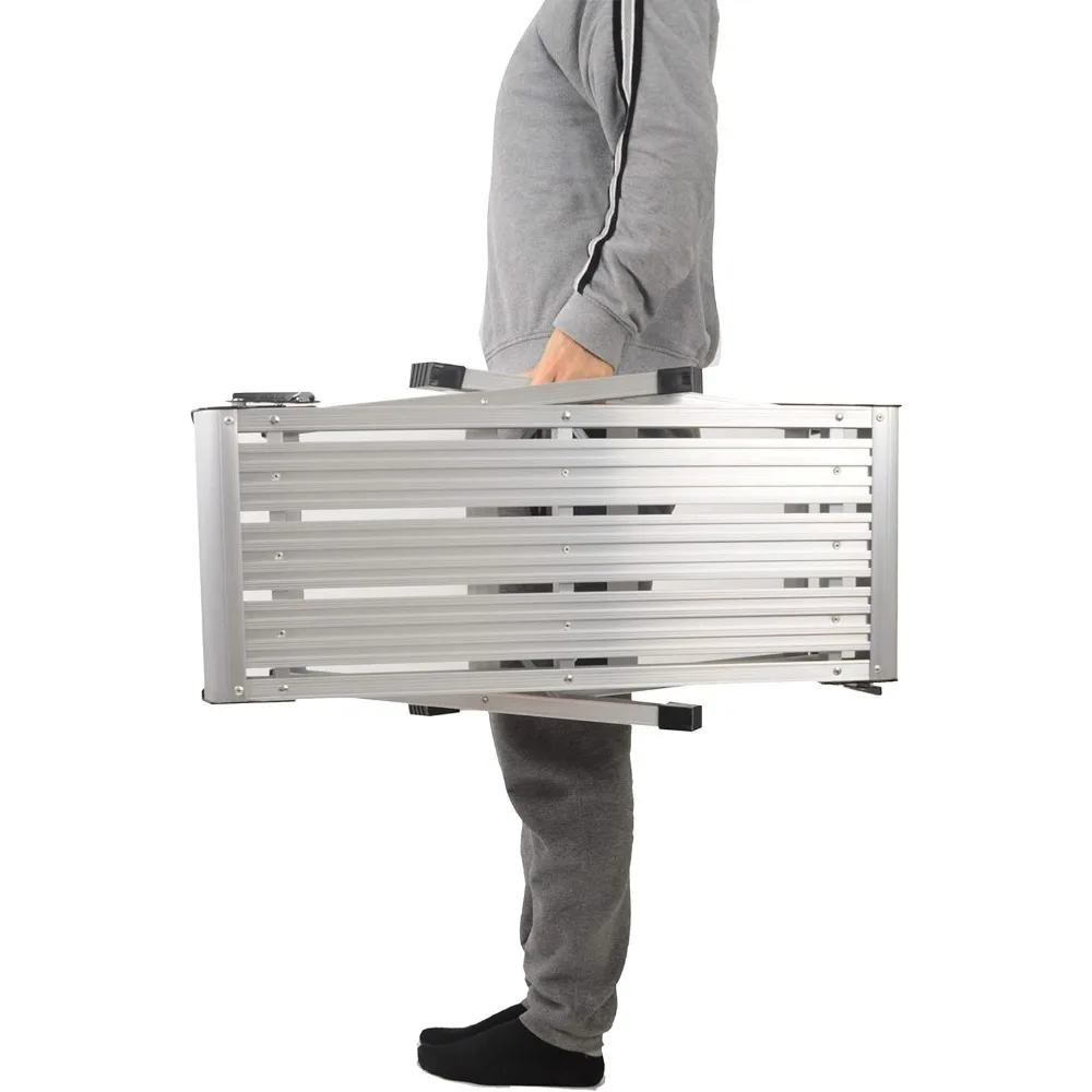 LEADALLWAY Work Platform Aluminum 30x12x20 Step Ladder Heavy Duty Foldable Aluminum Platform 330 Lbs Capacity