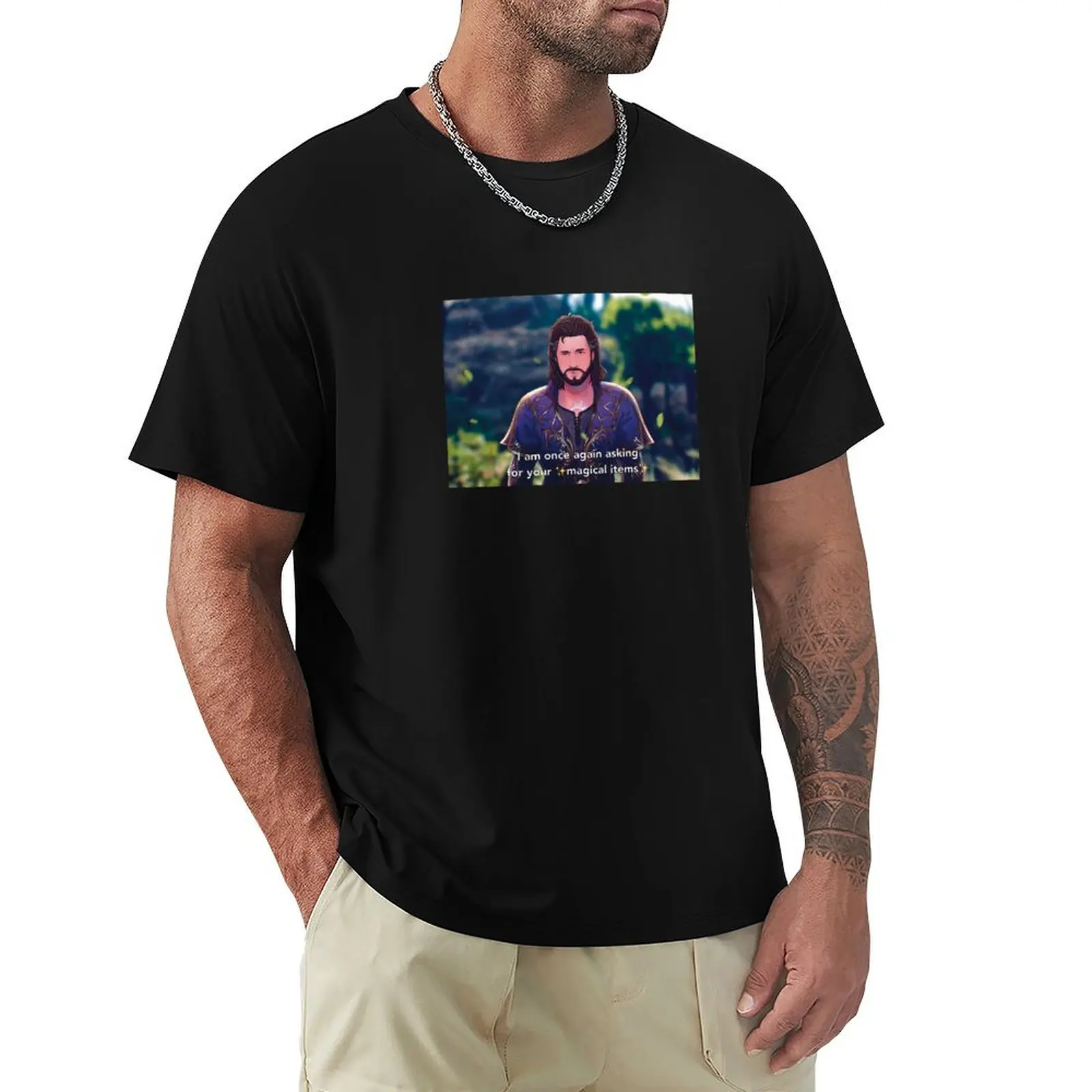 Asking for your magical items T-Shirt Fashion Print Casual Short Sleeve