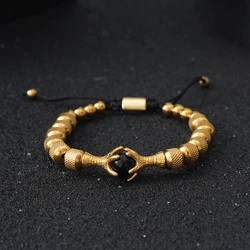 Luxury 8mm Stainless Steel Beads Dragon Claw Charms Man Bracelet Jewelry Christmas Gift