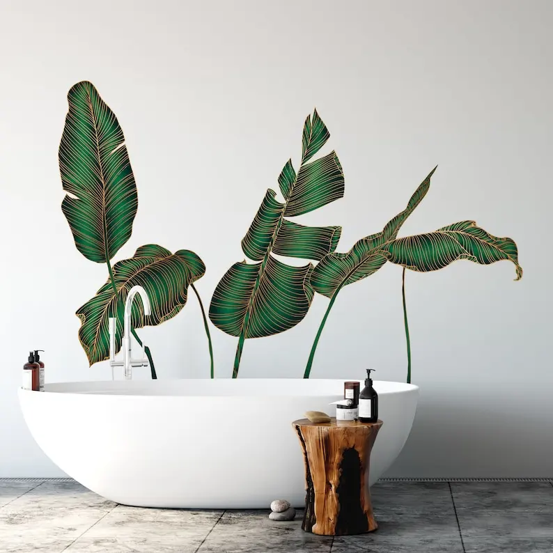 Tropical wall decal, palm leaves decal, modern leaf decal, palm leaf decal, abstract wall decal, boho style, boho wall decal, bo