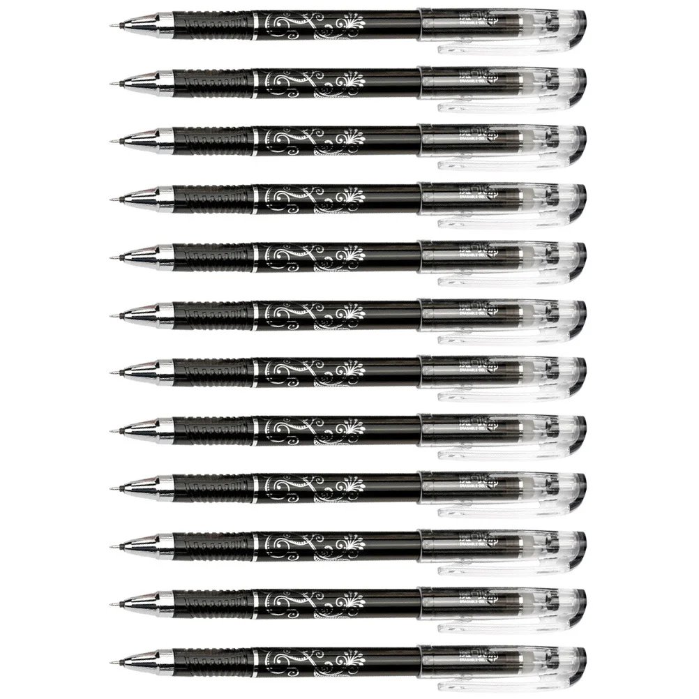 

12Pcs Erasable Gel Ink Pens Plastic Body Moderate Weight Pen Clip for Daily Writing Drawing Creative Stationery Supplies