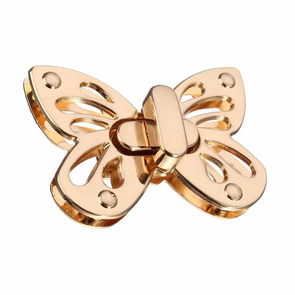 

Metal Luggage Craft Gold DIY Coin Buckle Case Tongue Bag Belt Twist Lock Butterfly Purse Accessories 1PC
