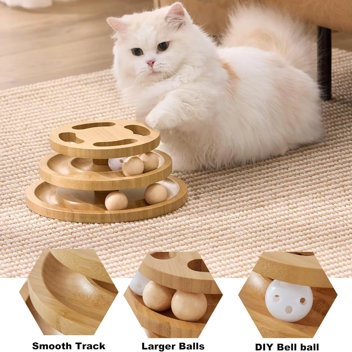 Juguete de madera multicapa para gatos antiaburrimiento mordidas - imagen 4