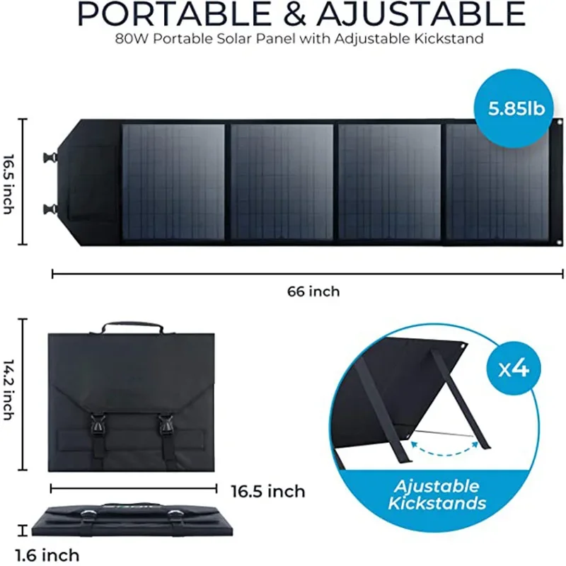 1000W 12V Solar Panel Portable Folding Bag Solar Charger Outdoor Power Supply for Home Mobile Phone Power Generator Caming