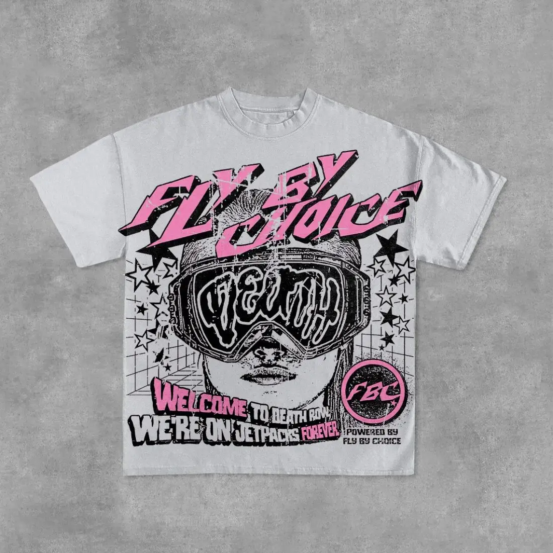 Vintage High Street Tops Vintage Fly By Choice Print Graphics Casual T-shirt Y2K Short Sleeves Oversize Streetwear Unisex