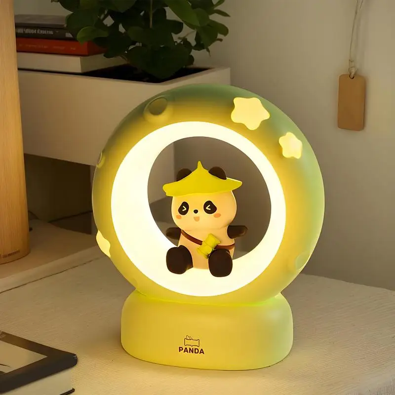 

Cute Night Light Decorative Moon Panda Lamp Tap Control Cartoon Decoration 3 Brightness Levels Bedroom Lighting For Girls Kids