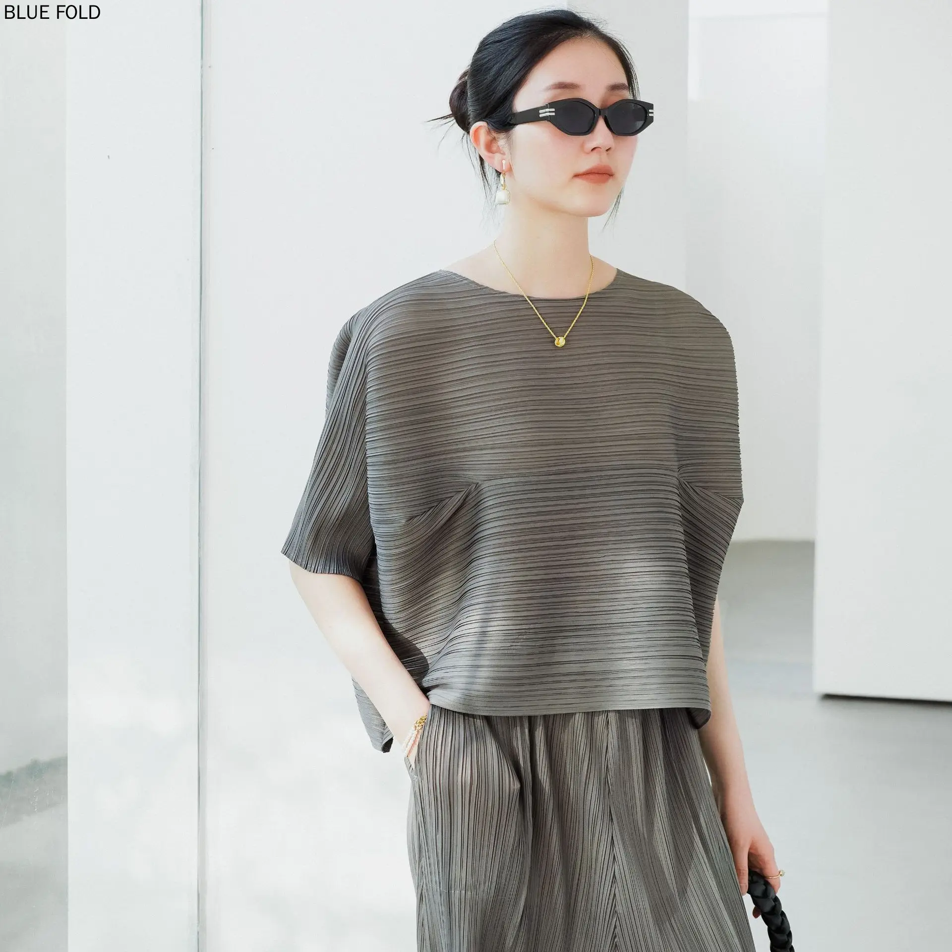 MIYAKE PLEATS Tops, Japanese and Korean Casual, Fresh and Sweet, High-end Popular, Summer, Summer, 2024