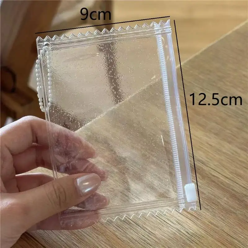 5-10Pcs Glitter Clear Photocard Holder Zipper Bead Chain For Kpop Card Collection Instax Storage
