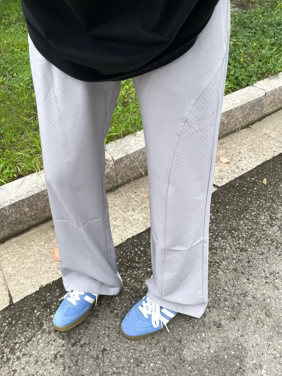 

Мужские летние тонкие быстросохнущие брюки из ледяного шелка с микро-клешем, повседневные, в американском ретро-стиле, прямые, свободного кроя, длинные