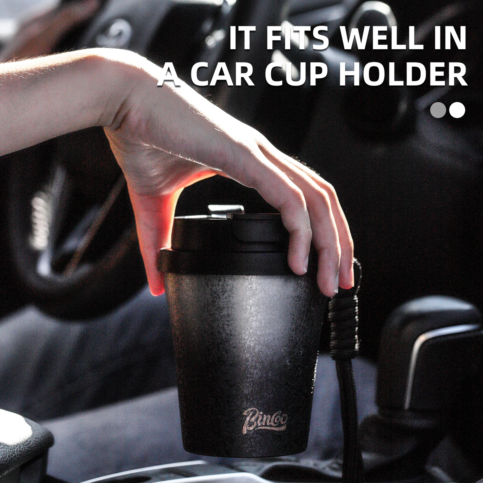 Bincoo 280ml Double Wall Ceramic Lined Travel Mug Car Insulated Cup Portable Stainless Steel Thermal Cup for Camping & Daily