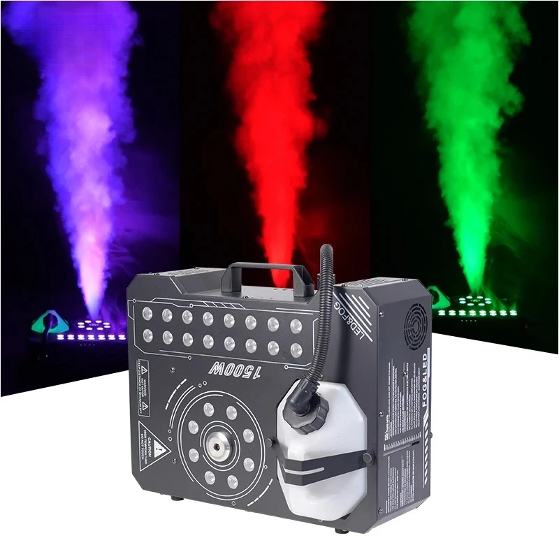 1500W Vertical Spray Smoke Machine 24pcs RGB LED Lights Up/Down Remote DMX For Halloween Dry Ice Fog Machine By Manufacturer