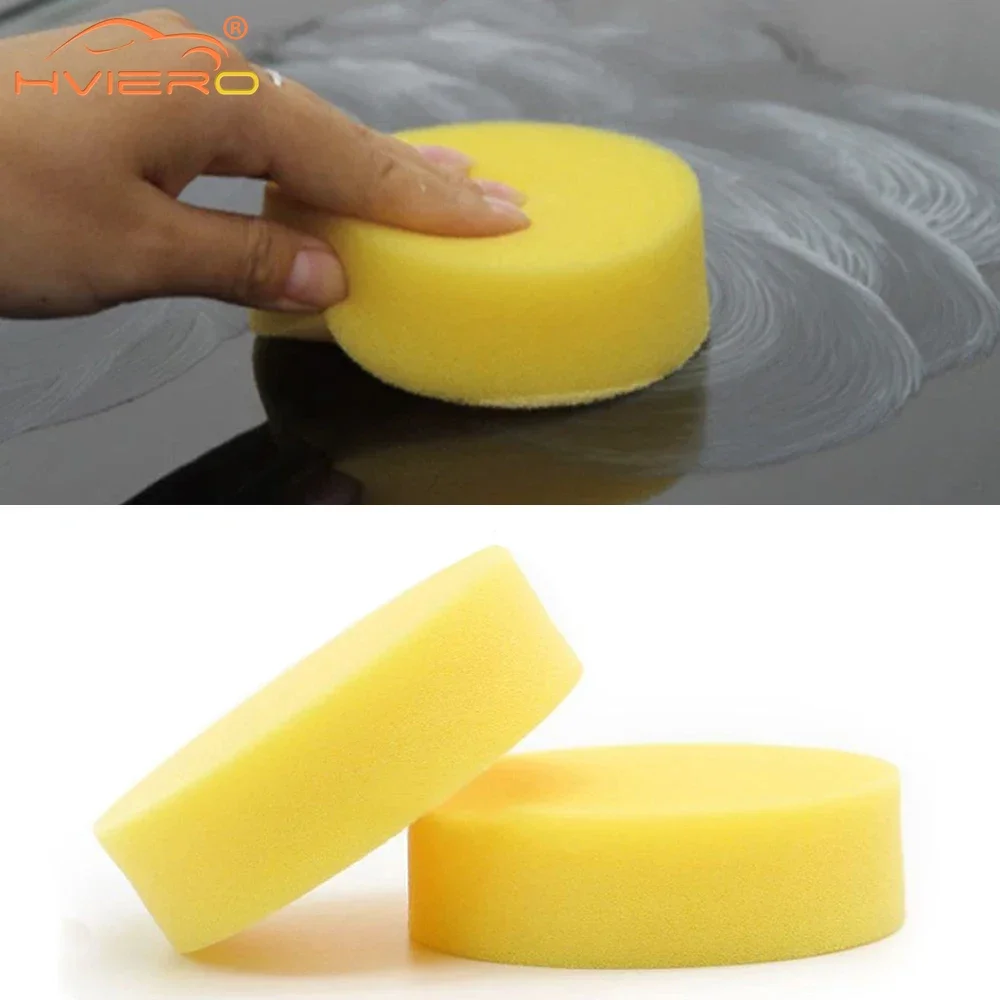 2X Car Polishing Waxing High-density Sponge Yellow Washing Pressures Edge Foam Auto E Wax Polishes Paint Care Available Cleaner