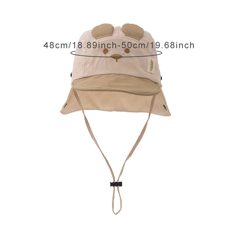 Boys Girls Neck Protection Kids Panama Hat Breathable Summer Baby Hat Cartoon Bear Ear Embroidery Quick Dry Fisherman Hats view 5