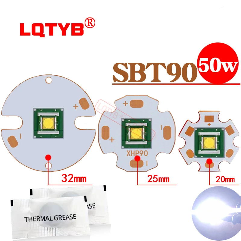 granulos brancos frios da lampada para as pecas da lanterna conversao faca voce mesmo frio vidro liso microplaqueta superior diodo smd sbt90 9090 50w 3v 15a 01