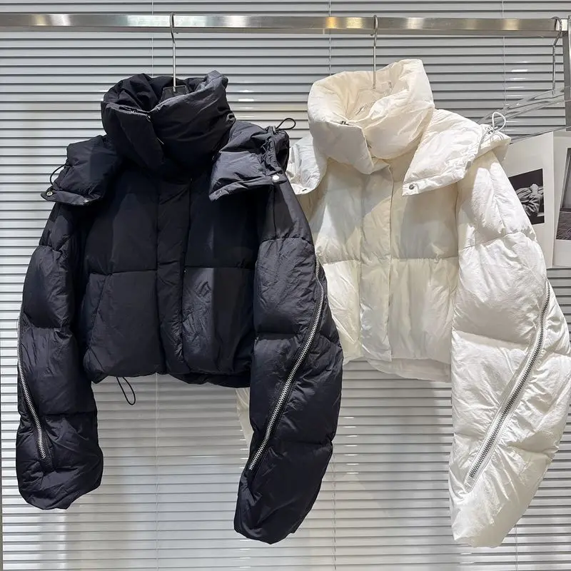 

Winter New Sweet Spicy Hooded Cotton Jacket Metal Zipper Design for Women Bread Jacket Cold Coat Parkas Super Hot Coats Hooded