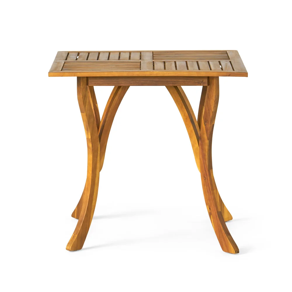 Square Wooden Coffee Table, Outdoor Side Table with Slatted Design, Suitable for Backyard, Garden Coffee Table