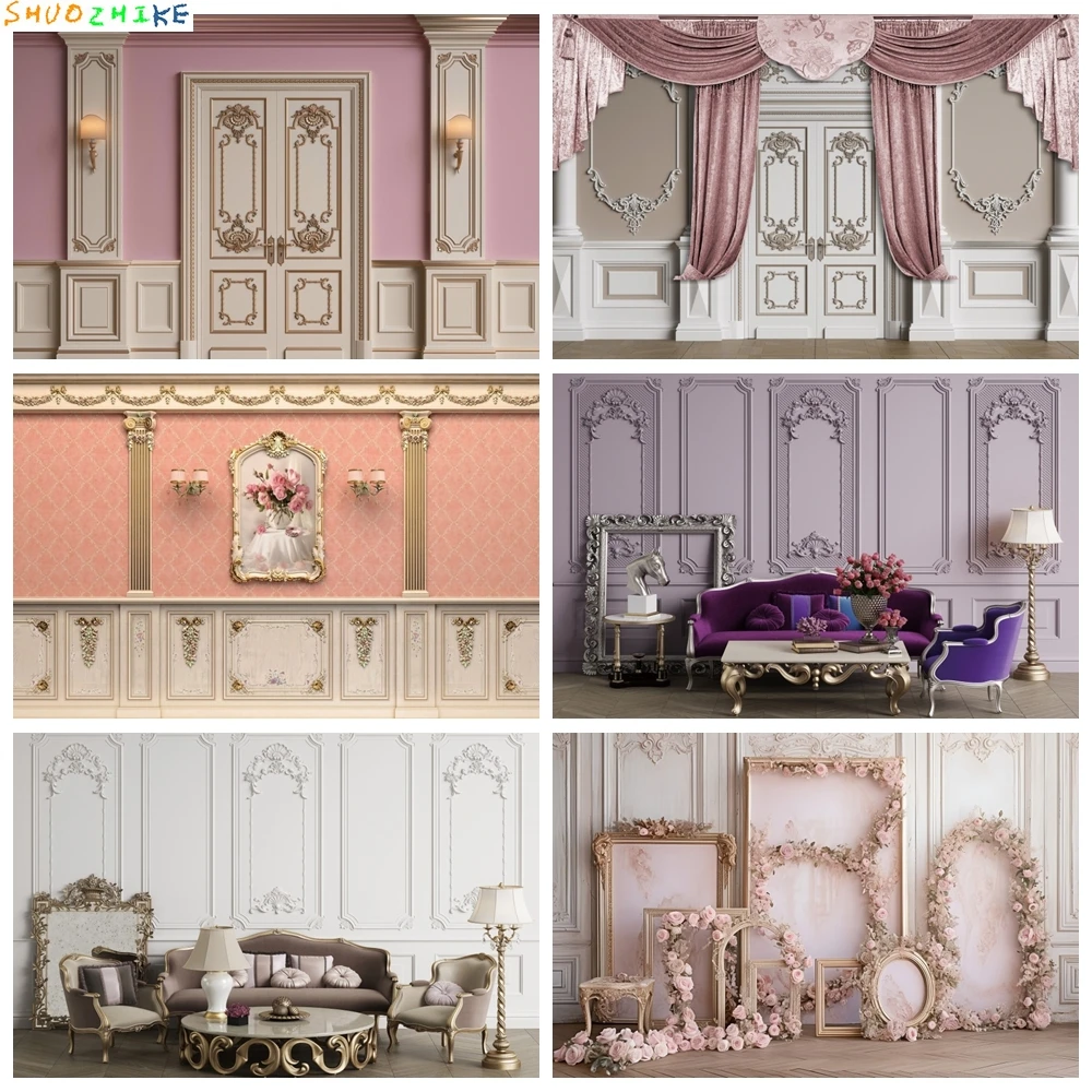 

Retro Interior Wall Photography Backdrop Vintage Castle Palace Europe Indoor Wedding Baby Shower Decor Photo Background Props